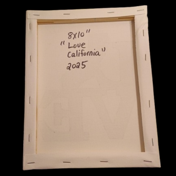 Handpainted Black and White LOVE California Canvas Wall Decor 8x10" - Picture 2 of 2